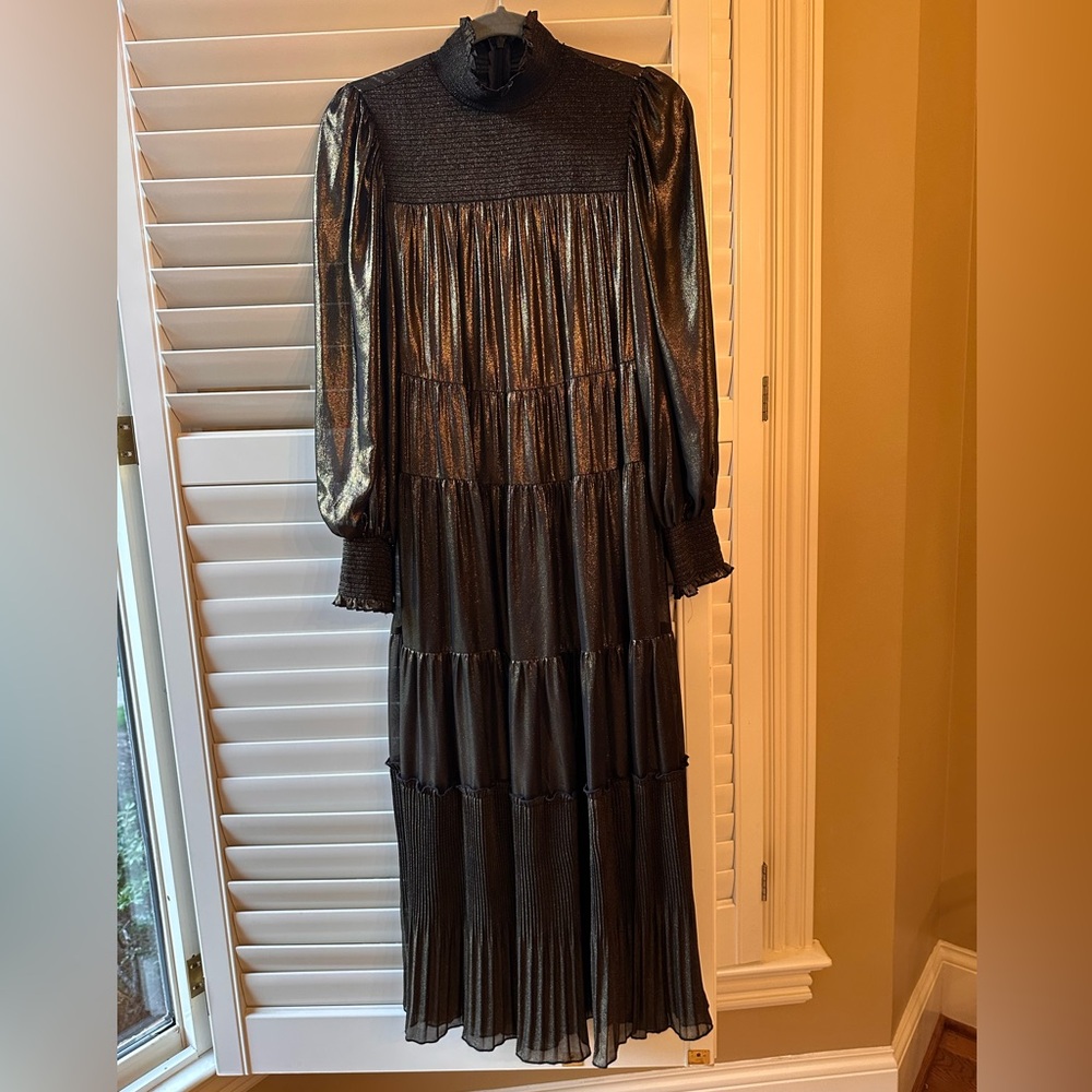 Alex Marie Metallic Gold and Black Maxi Dress